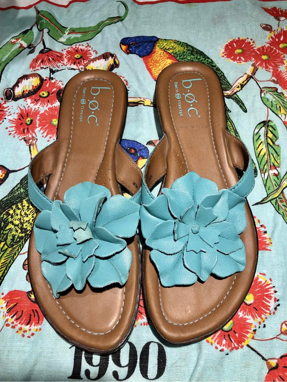 b.o.c. Aqua Floral Slide Sandals for Women